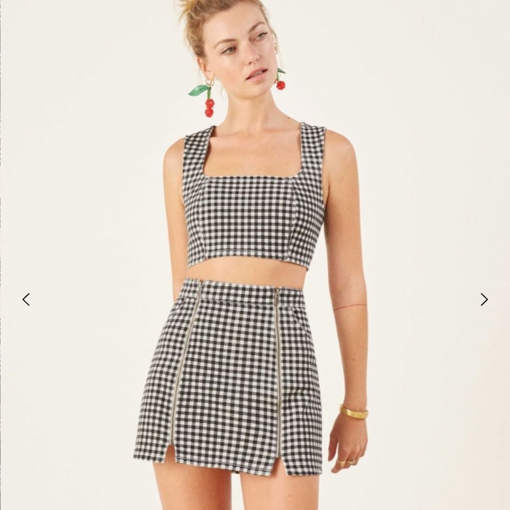 Reformation Gingham Denim 2 Piece Set